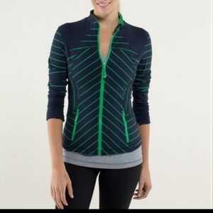 Y2K Lululemon Forme Jacket & Tank Set Blue And Green Stripe Size 4 Like New